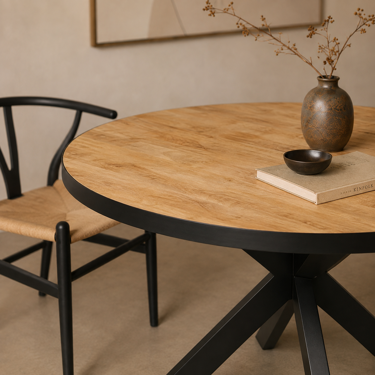 Dorrio Eettafel Mangohout Naturel Zwarte Rand