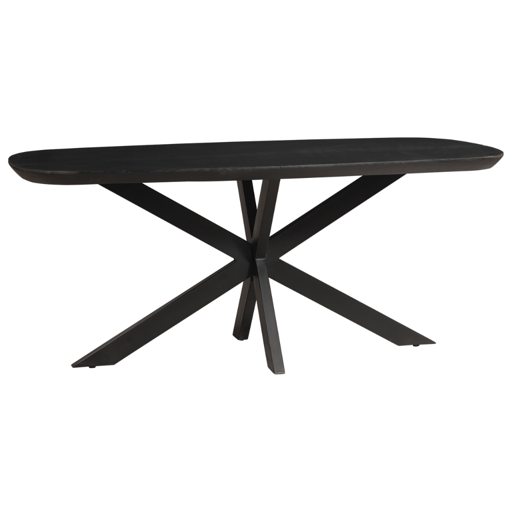 Eettafel Deens Ovaal Eikenhout Swiss Edge Zwart