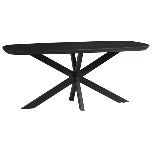 Eettafel Deens Ovaal Eikenhout Swiss Edge Zwart