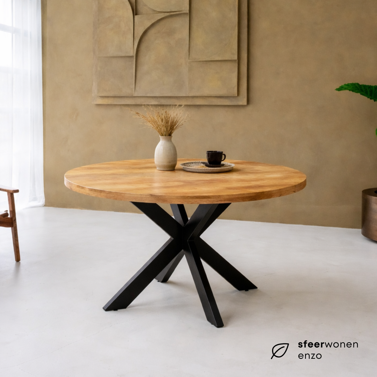 Eettafel Mangohout Rond Naturel Sale