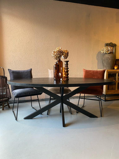 Eettafel ovaal 240x110 cm mangohout ZWART