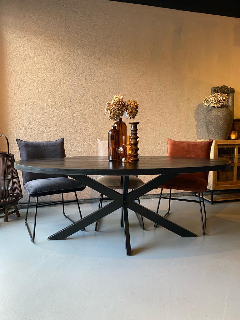 Eettafel ovaal – mango hout – 220 cm Zwart