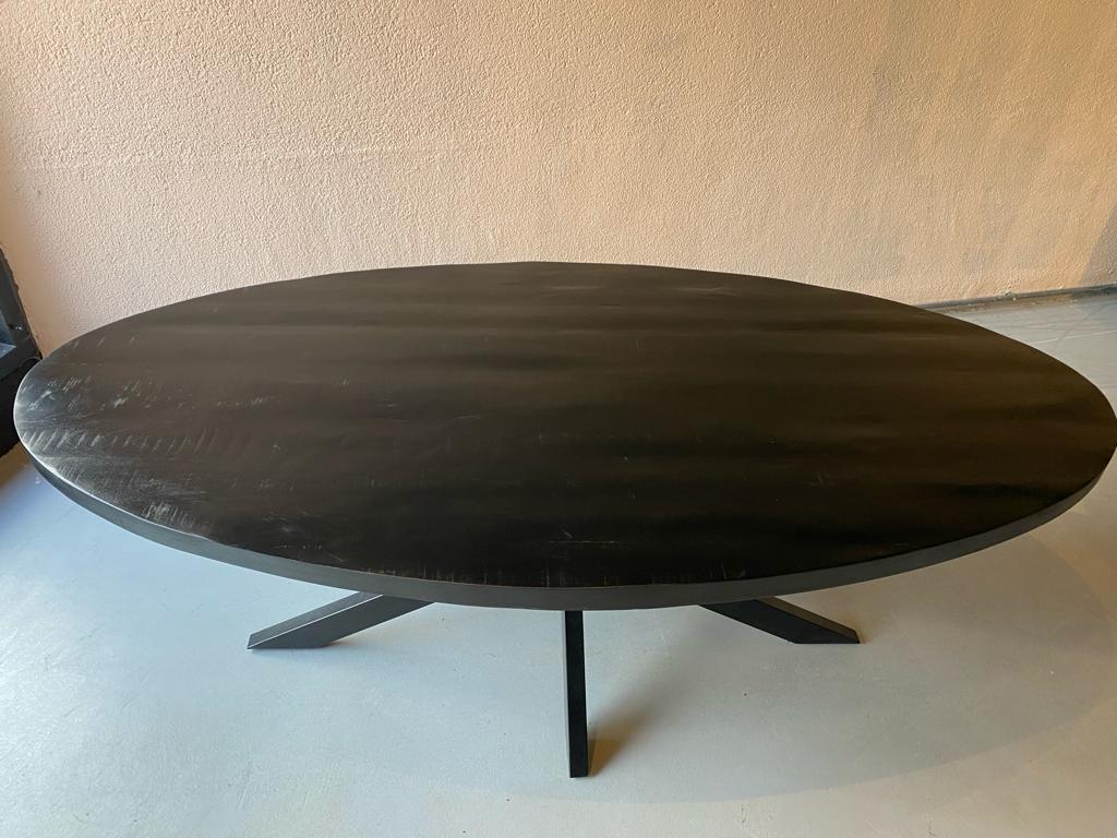 Eettafel ovaal 240x110 cm mangohout ZWART