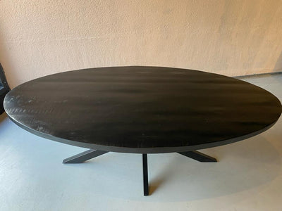 Eettafel ovaal 240x110 cm mangohout ZWART