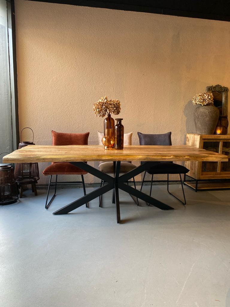 Mango Tafel Met Spinpoot 220x100 cm