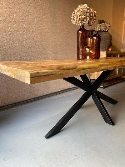 Mango Tafel Met Spinpoot 220x100 cm