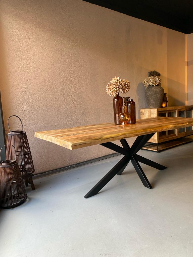 Eettafel Rechthoek 220x100 cm mangohout NATUREL