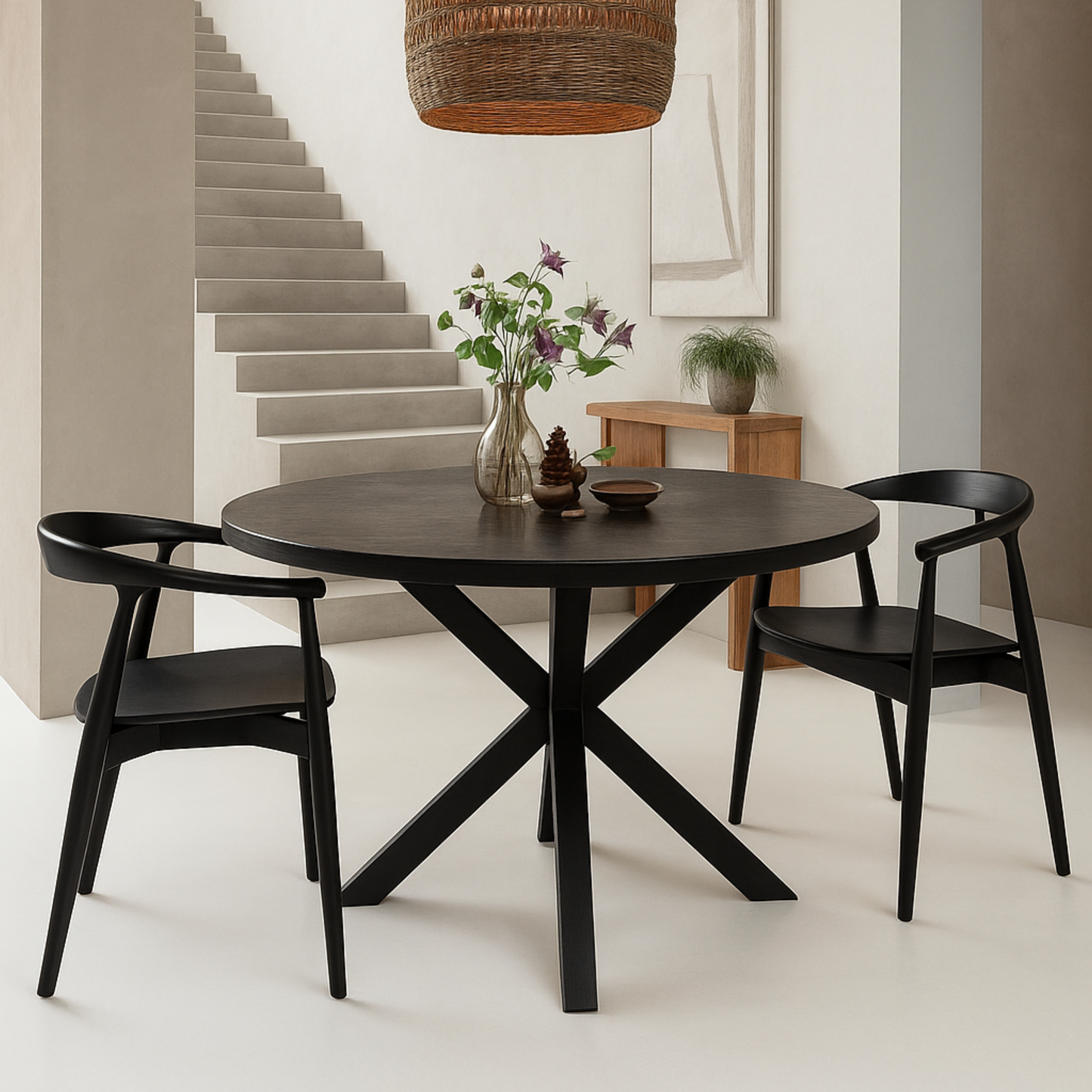 Mangohout Tafel Edwin Rond Zwart