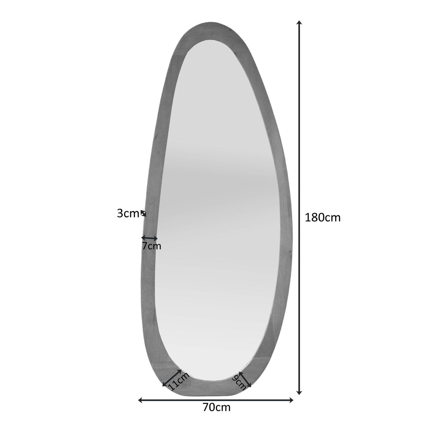 Organische spiegel Lou Zand Mangohout 180 cm