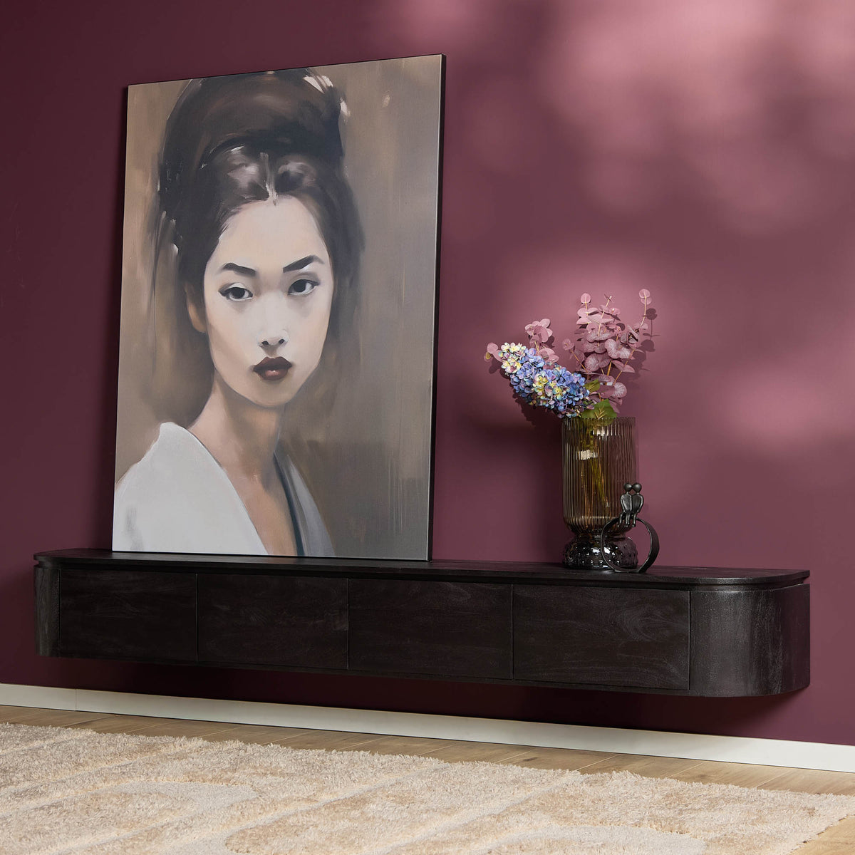 TV-Lowboard Excellent Schwarz | 240 cm