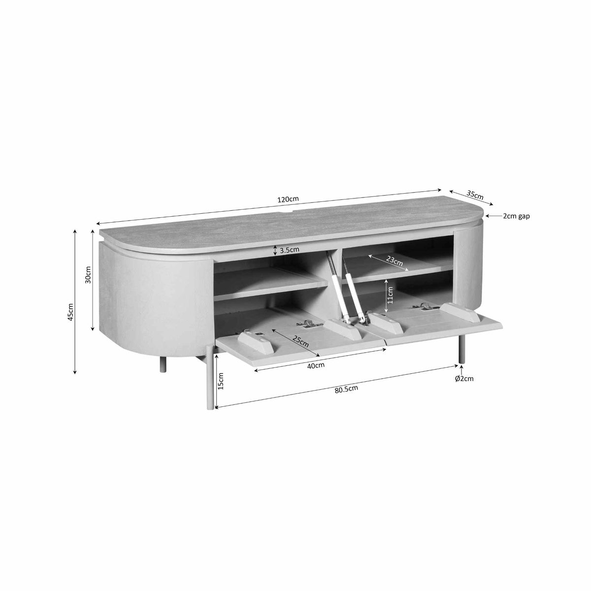 Tv meubel Excellent Taupe | 120 cm