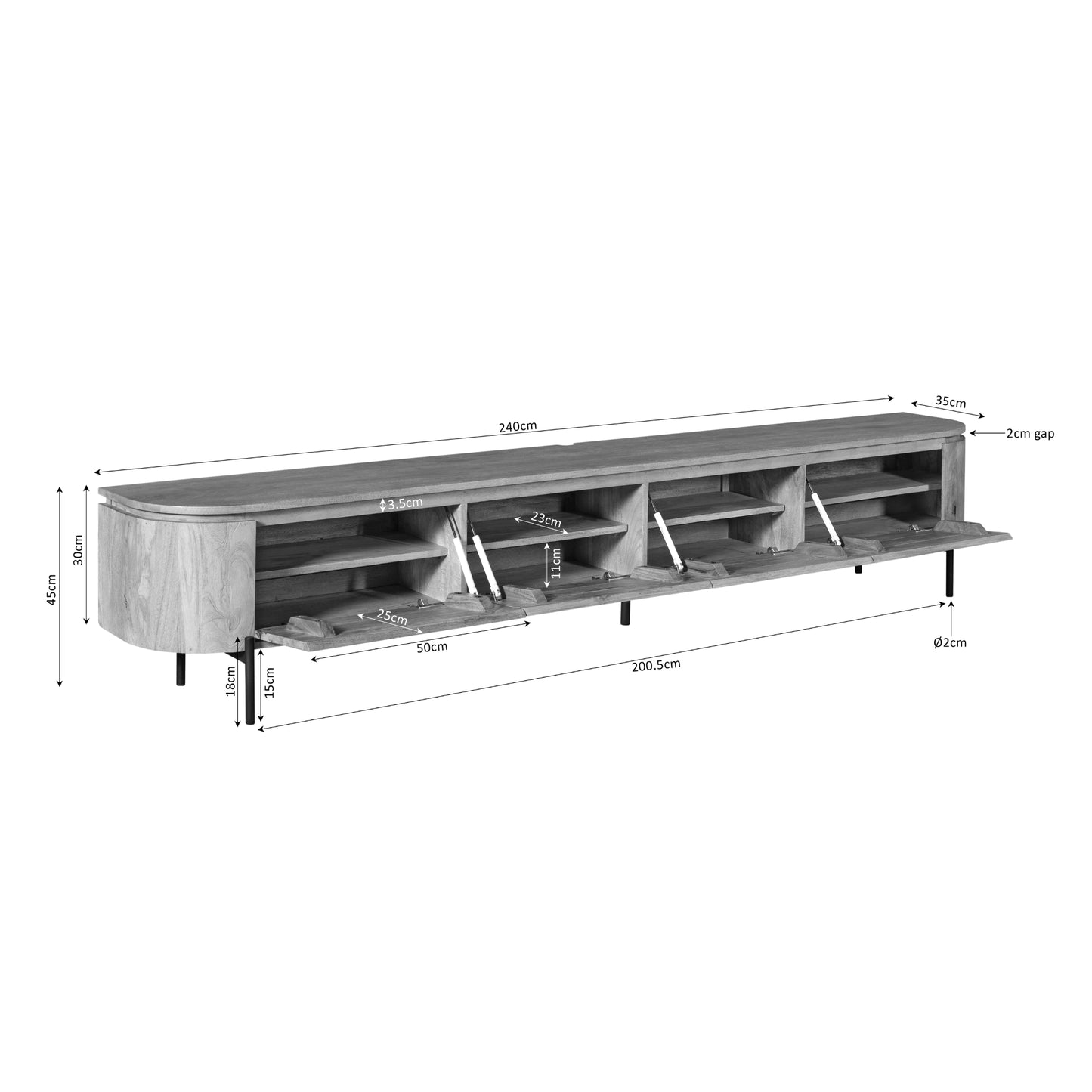 Tv meubel Excellent Taupe | 240 cm