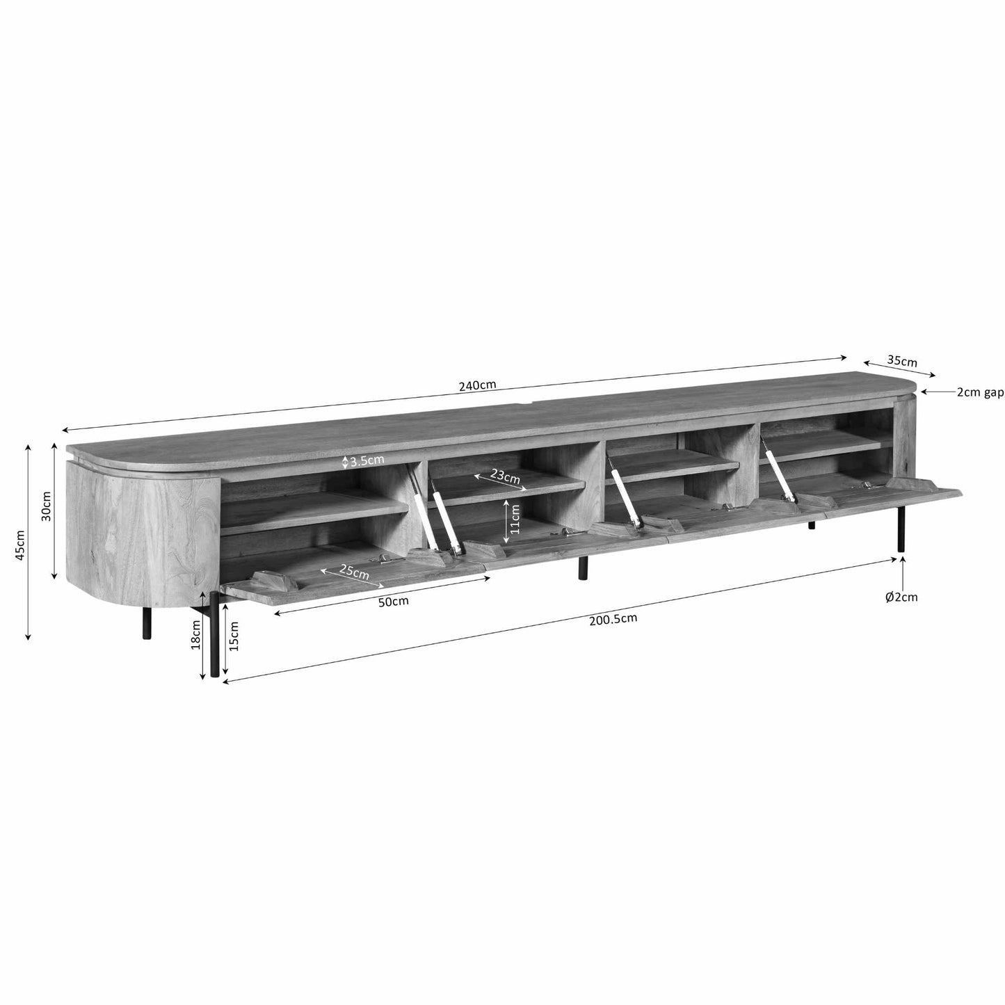 Tv meubel Excellent Taupe | 240 cm