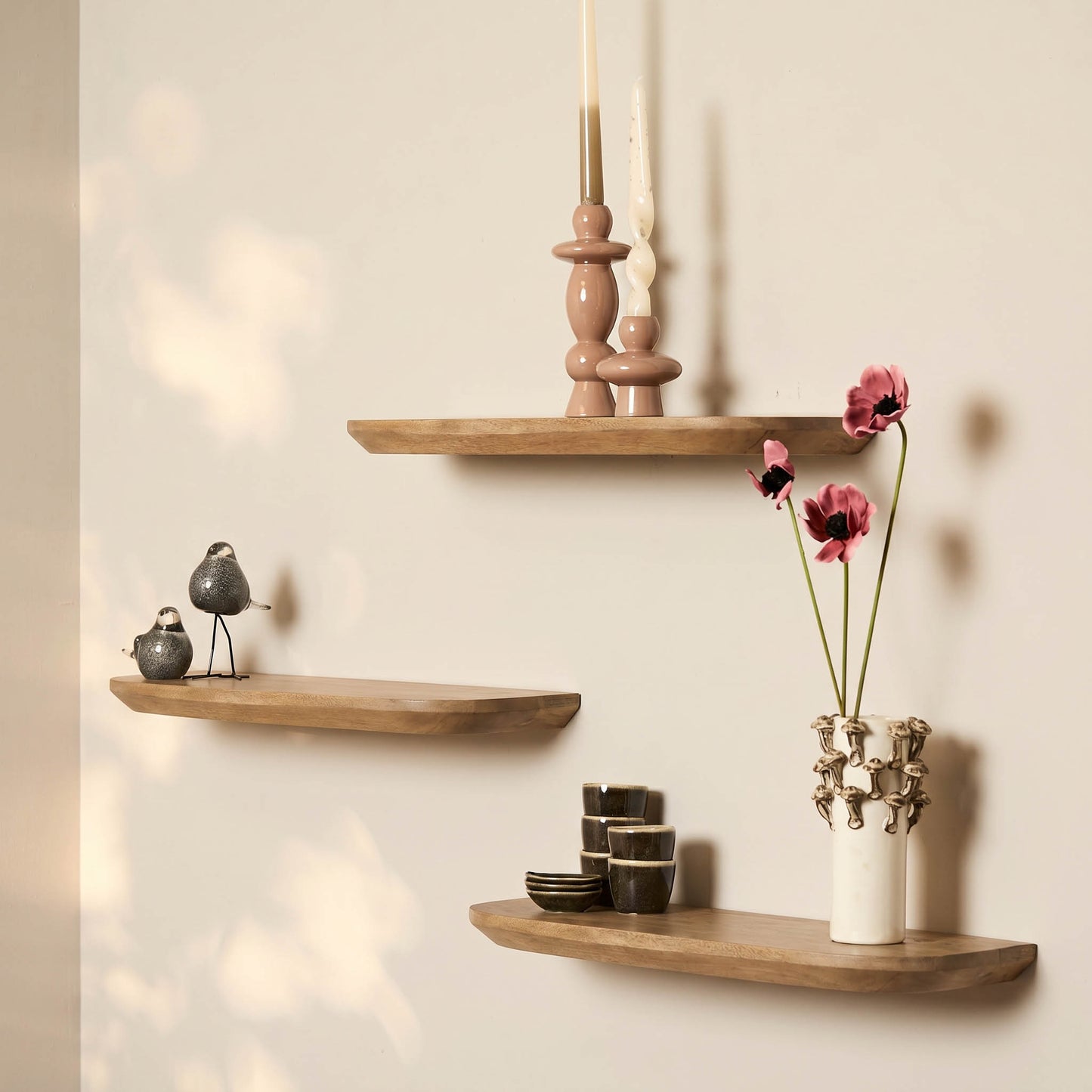 Wandplank Gusta Licht mango | 60 cm | Set van 3