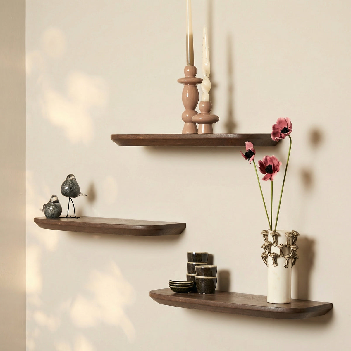 Wandplank Gusta Brown | 60 cm | Set van 3