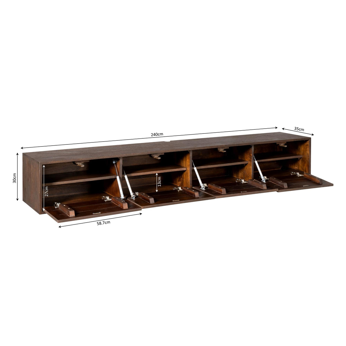 Zwevend tv meubel Vision Brown | 240 cm