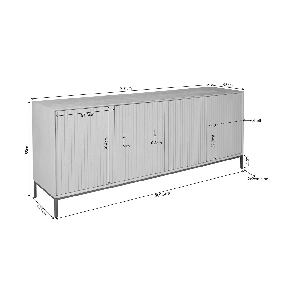 Sideboard Madison Braun | 210 cm