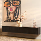 Meuble TV suspendu Madison noir | 200 cm