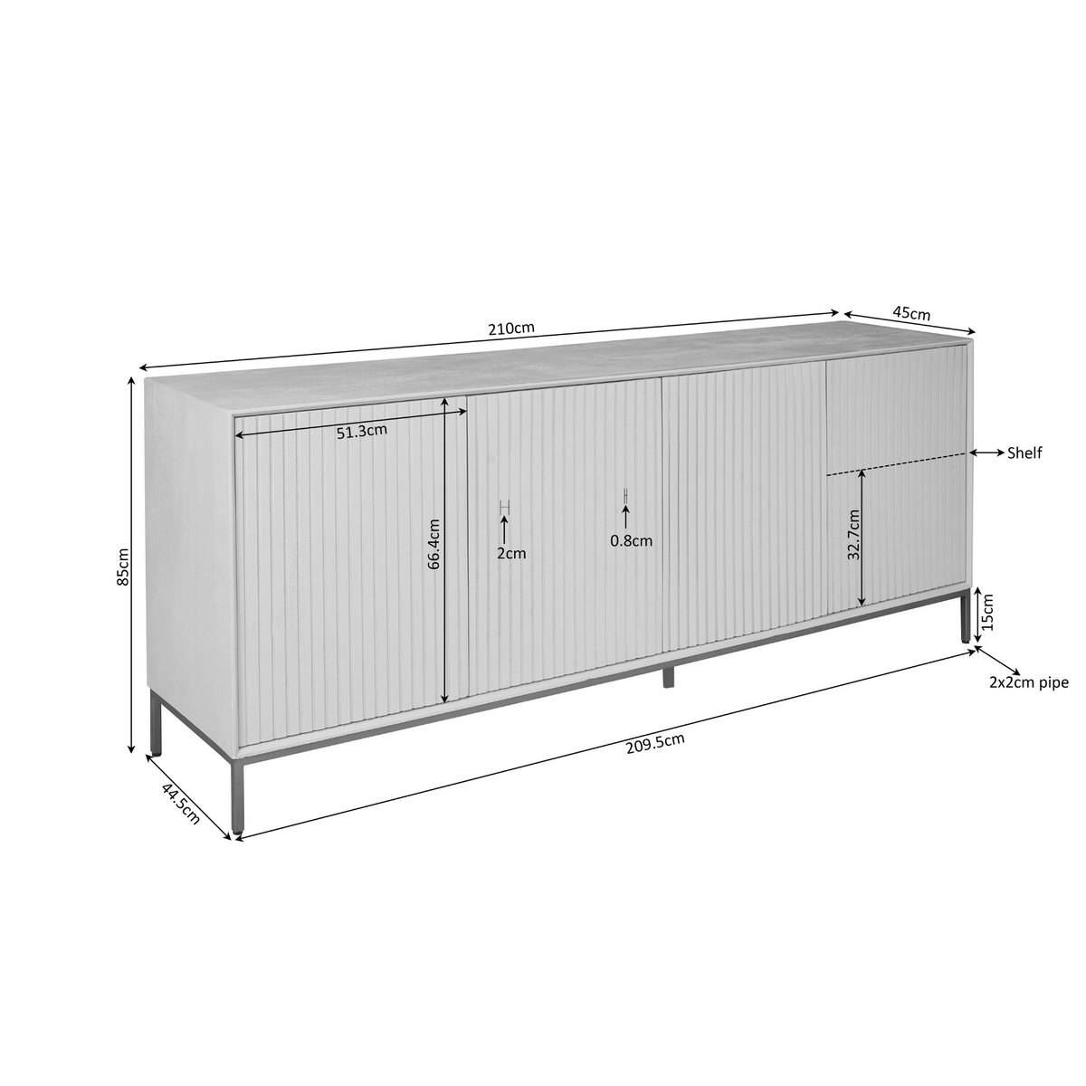 Sideboard Madison Natur | 210 cm
