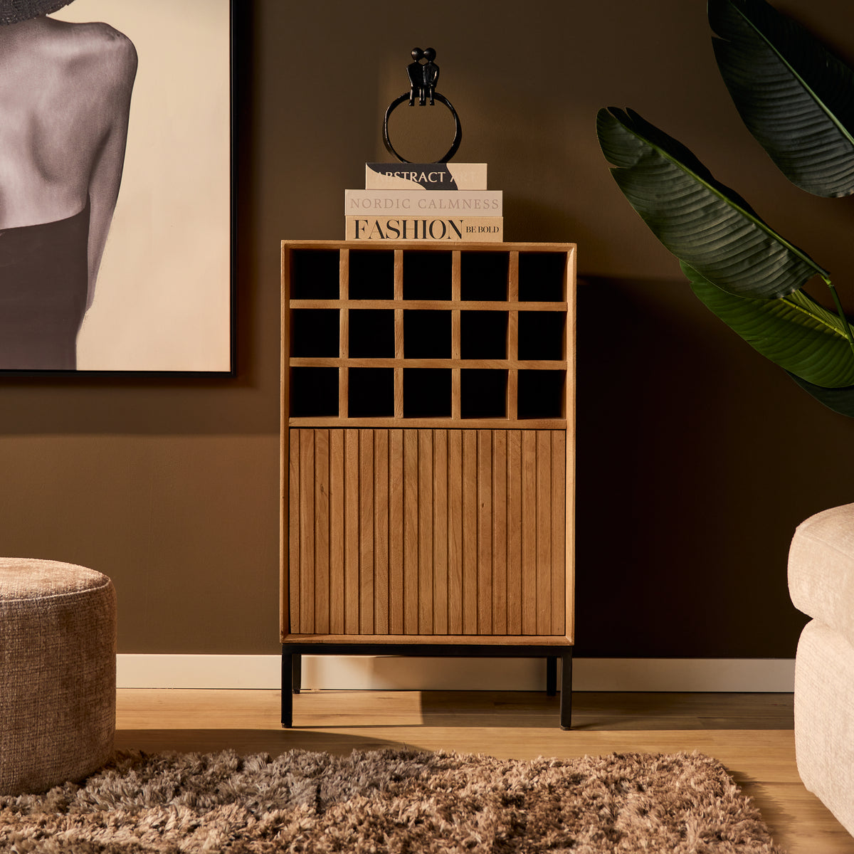 Wijnkast Madison Natural | 55 cm