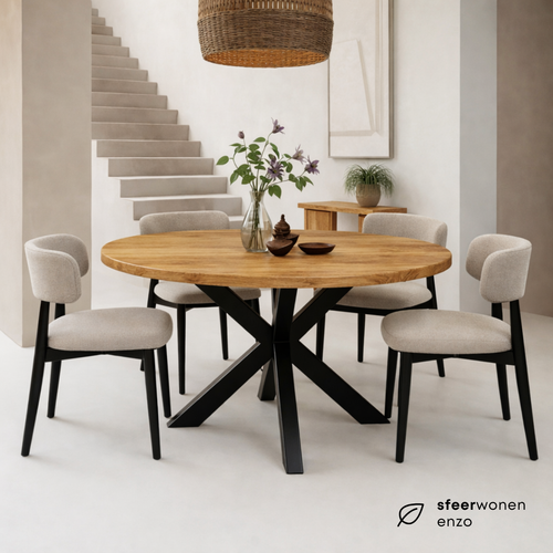 Eettafel Rond Edwin Mangohout Naturel