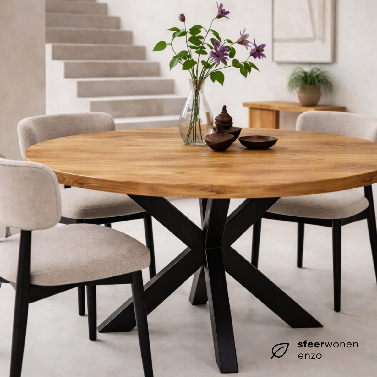 Eettafel Rond Edwin Mangohout Naturel