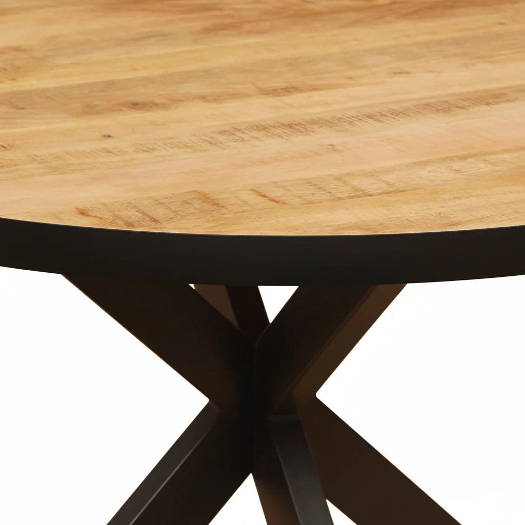 Tafelblad Rond Mangohout Naturel Zwarte Rand