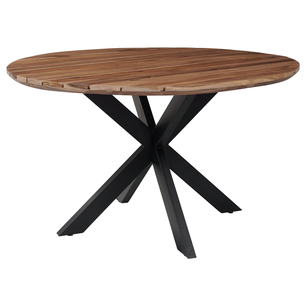 Table de jardin ronde en teck Swiss Edge naturel
