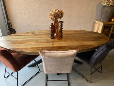 Eettafel ovaal 160x90 cm mangohout NATUREL