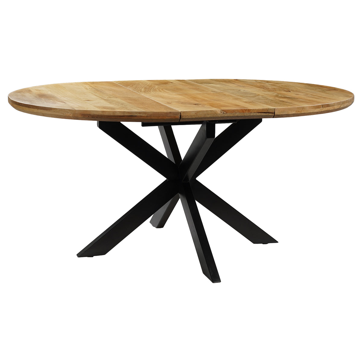 Tafel Uitschuifbaar Rond Ovaal Mangohout Naturel - 120 cm ø
