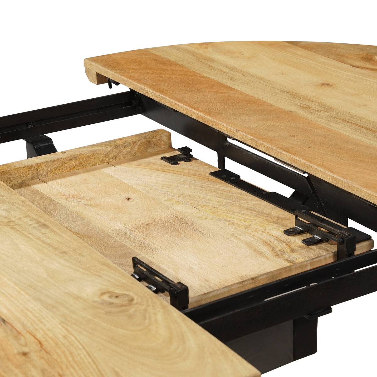 Tafel Uitschuifbaar Rond Ovaal Mangohout Naturel - 120 cm ø