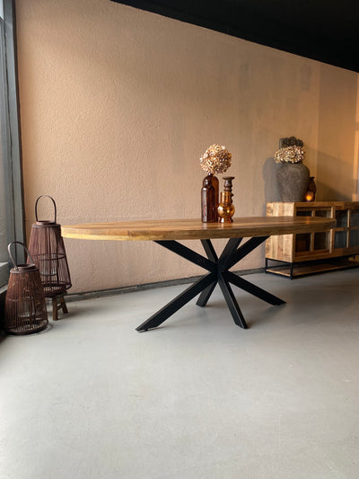 Eettafel ovaal 160x90 cm mangohout NATUREL