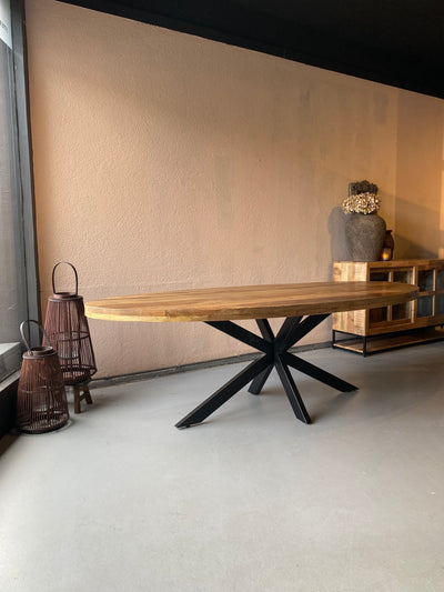Eettafel ovaal 160x90 cm mangohout NATUREL